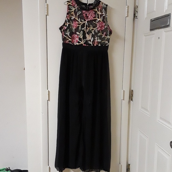 Black Sheer Mesh Chiffon Romper Maxi Dress - Picture 7 of 7